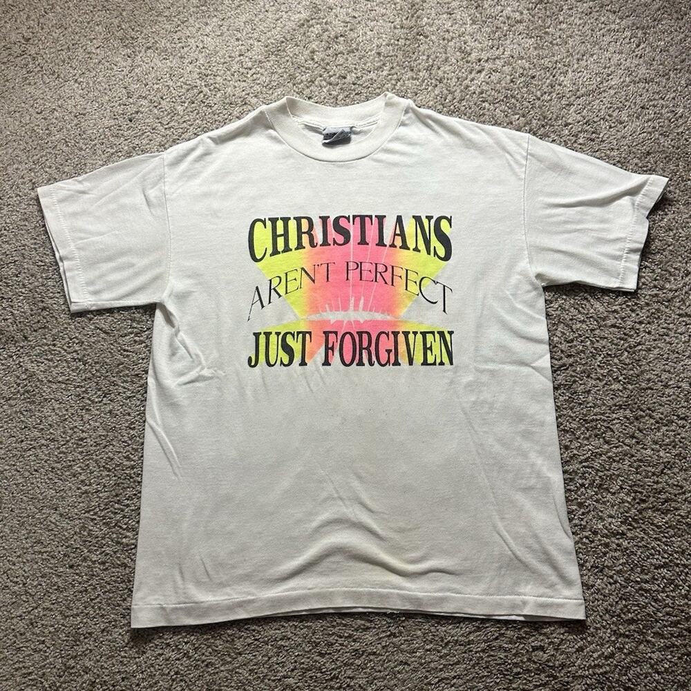 Vintage Christians Aren’t Perfect Shirt Men’s Large Religious